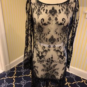 Badgley Mischa  Lace & Beaded Dress with Silk Slip